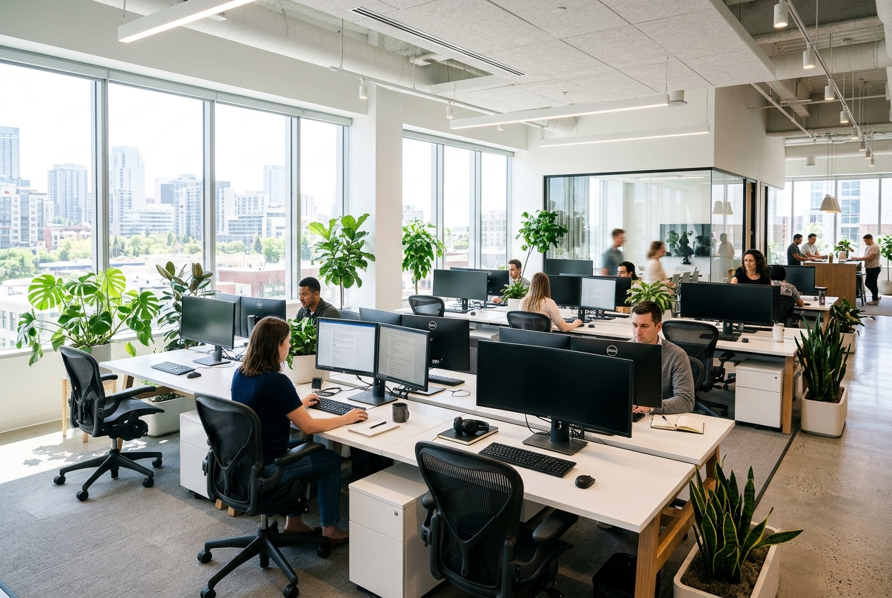 Office Cleaning - Spotless modern corporate desks